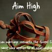 Aim High Title Page. Has a old crown laying sideways.