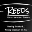 Reeds Logo with the title ““Hearing the Word…”” and the date January 23, 2022